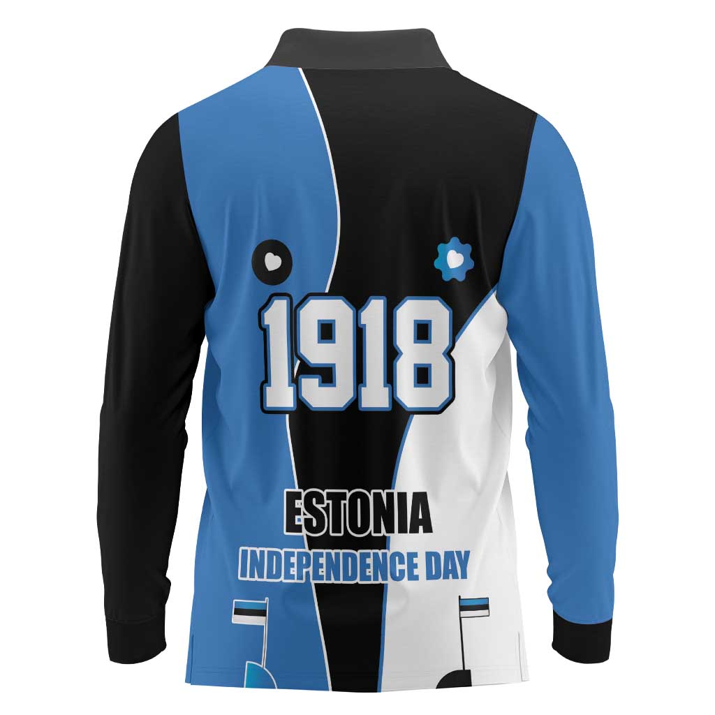 Estonia Independence day Long Sleeve Polo Shirt Eesti Vabariigi Aastapaev