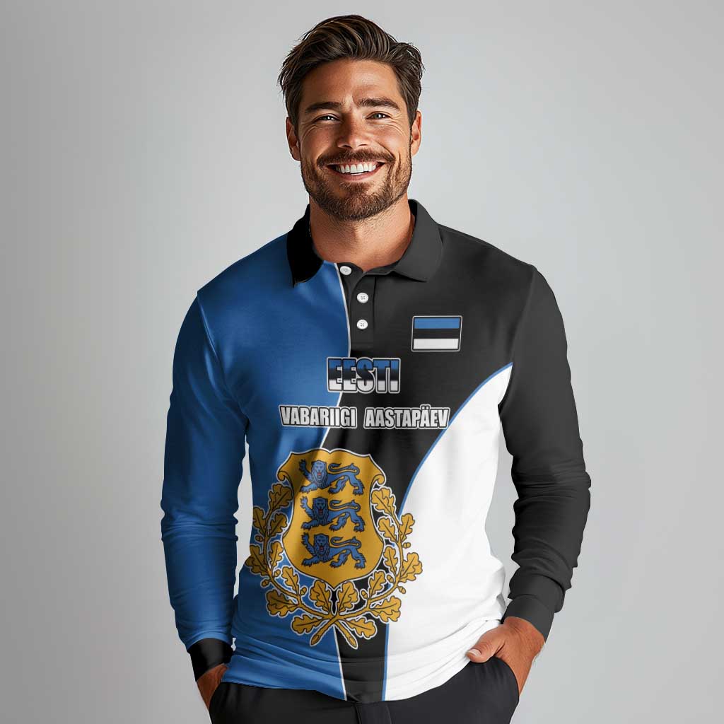 Estonia Independence day Long Sleeve Polo Shirt Eesti Vabariigi Aastapaev