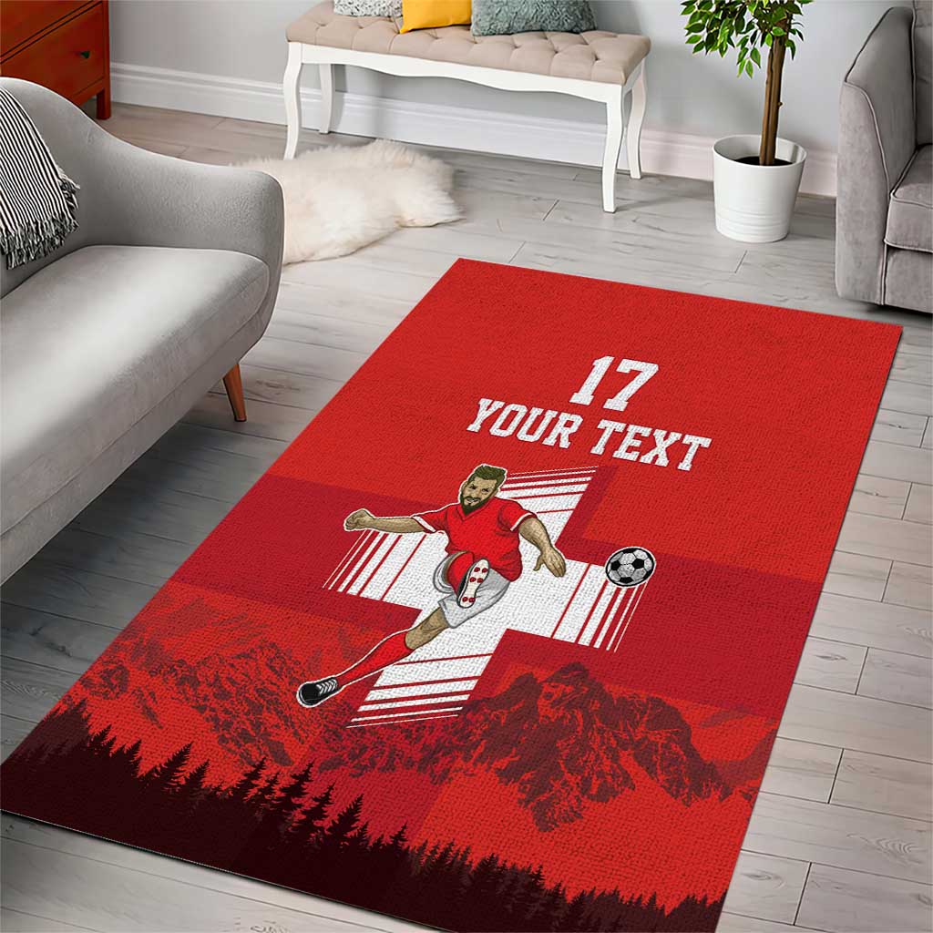 Custom Switzerland Football Area Rug Hopp Schwiiz!