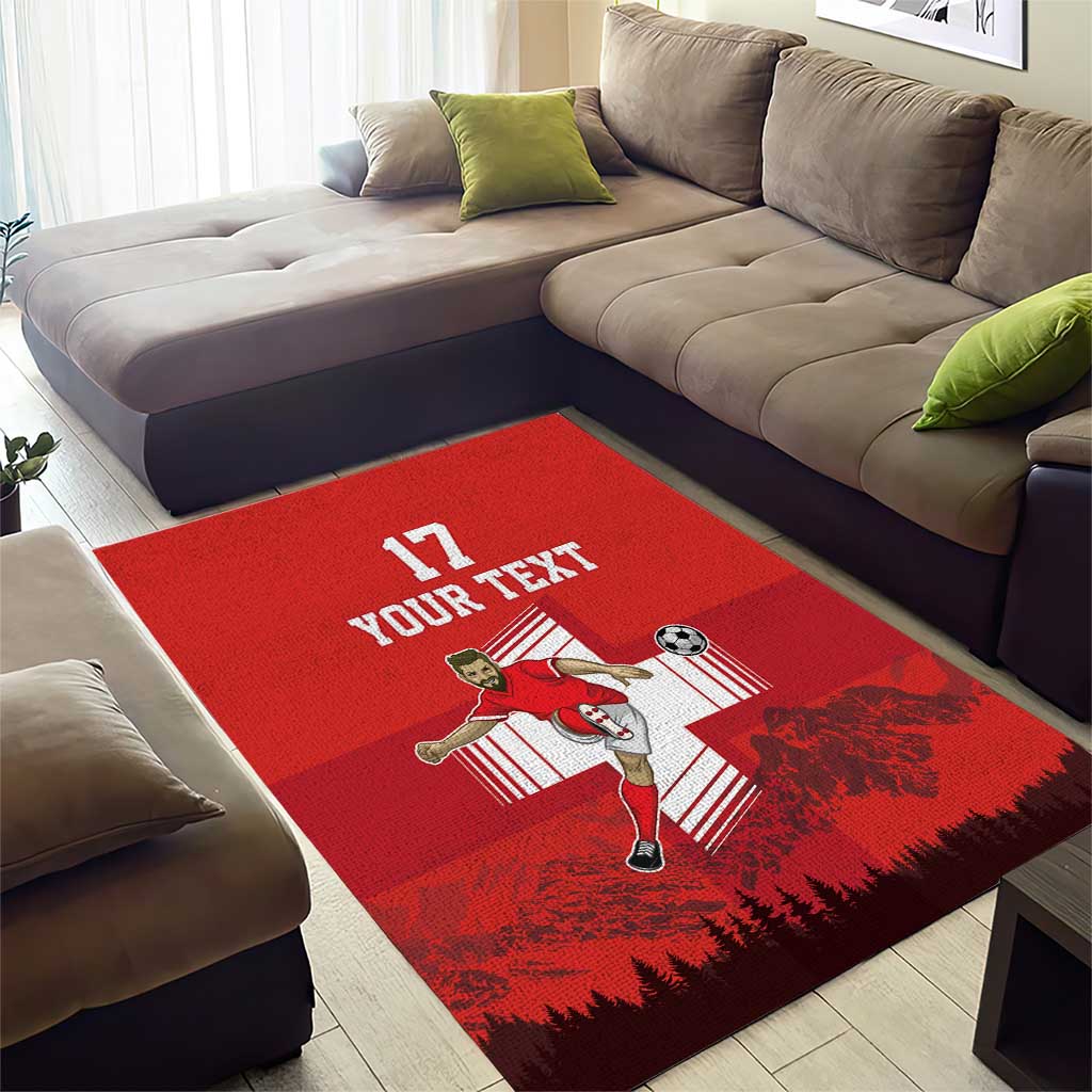 Custom Switzerland Football Area Rug Hopp Schwiiz!