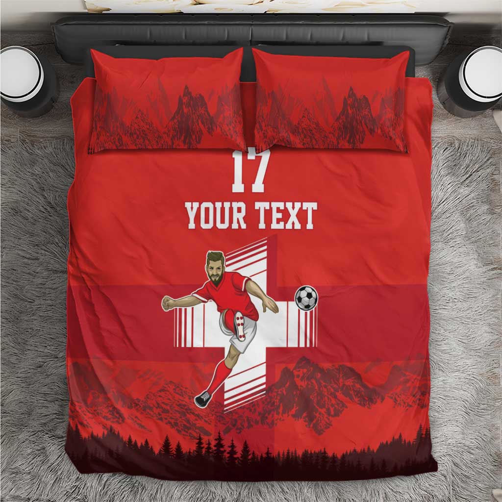 Custom Switzerland Football Bedding Set Hopp Schwiiz!