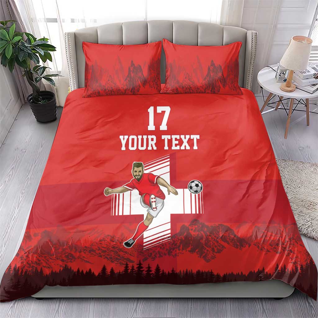 Custom Switzerland Football Bedding Set Hopp Schwiiz!
