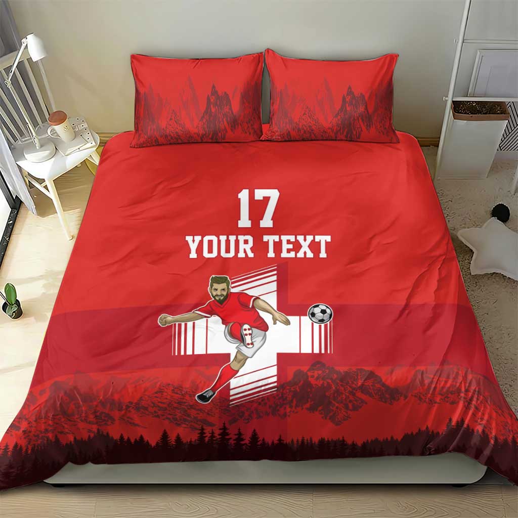 Custom Switzerland Football Bedding Set Hopp Schwiiz!