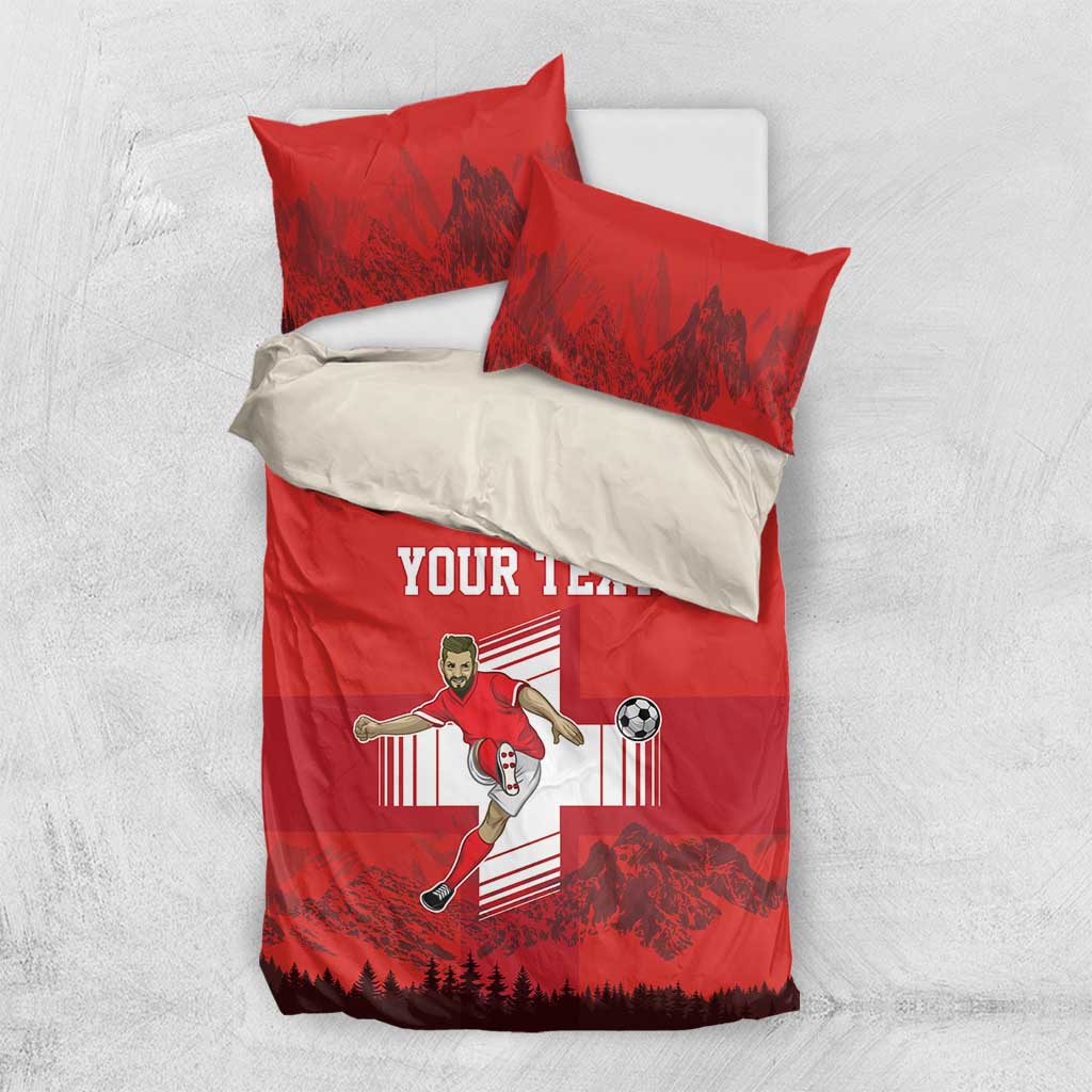 Custom Switzerland Football Bedding Set Hopp Schwiiz!