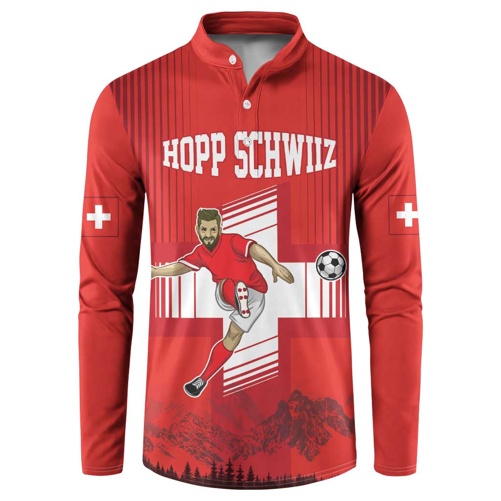 Custom Switzerland Football Button Sweatshirt Hopp Schwiiz!
