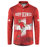 Custom Switzerland Football Button Sweatshirt Hopp Schwiiz!