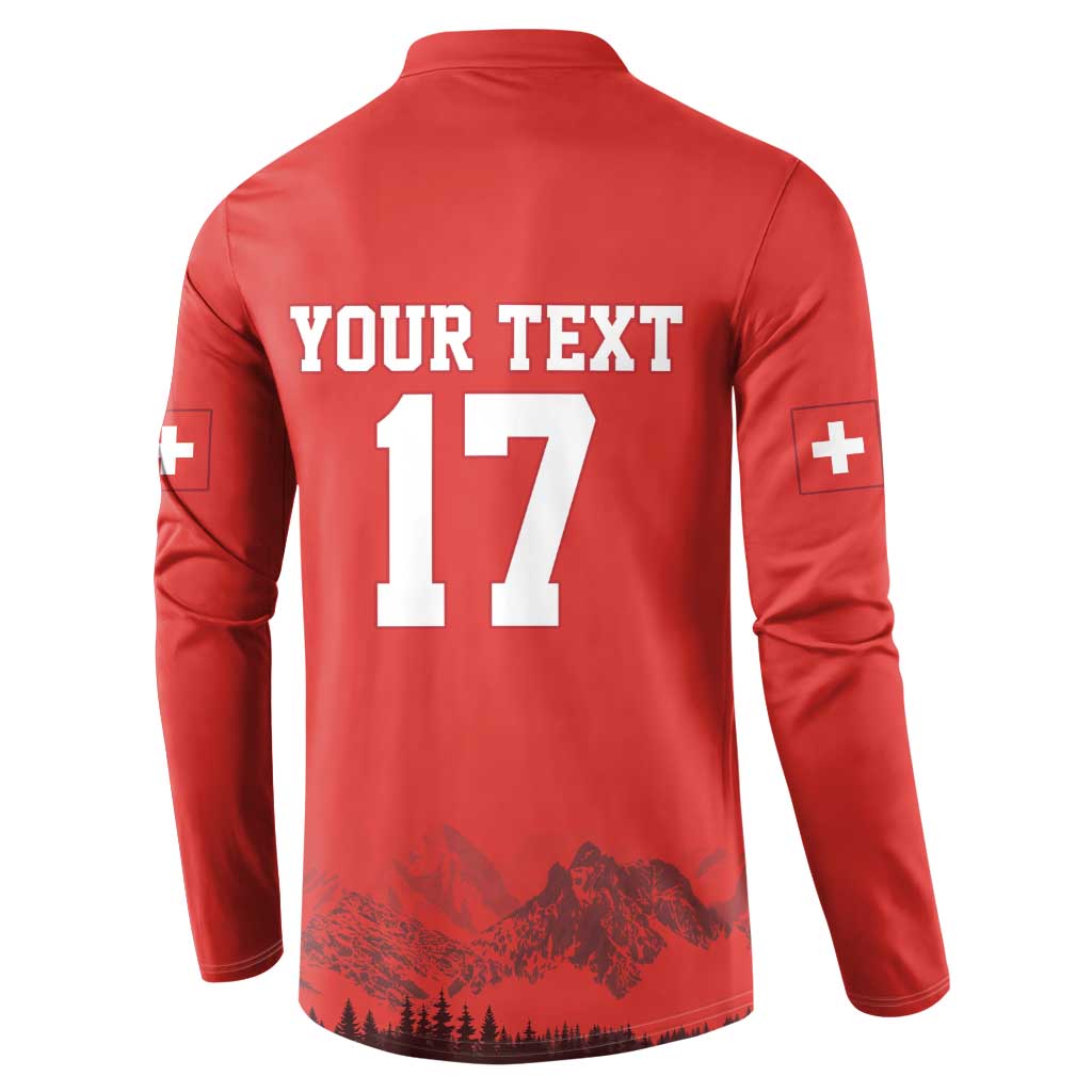Custom Switzerland Football Button Sweatshirt Hopp Schwiiz!