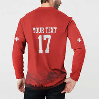 Custom Switzerland Football Button Sweatshirt Hopp Schwiiz!