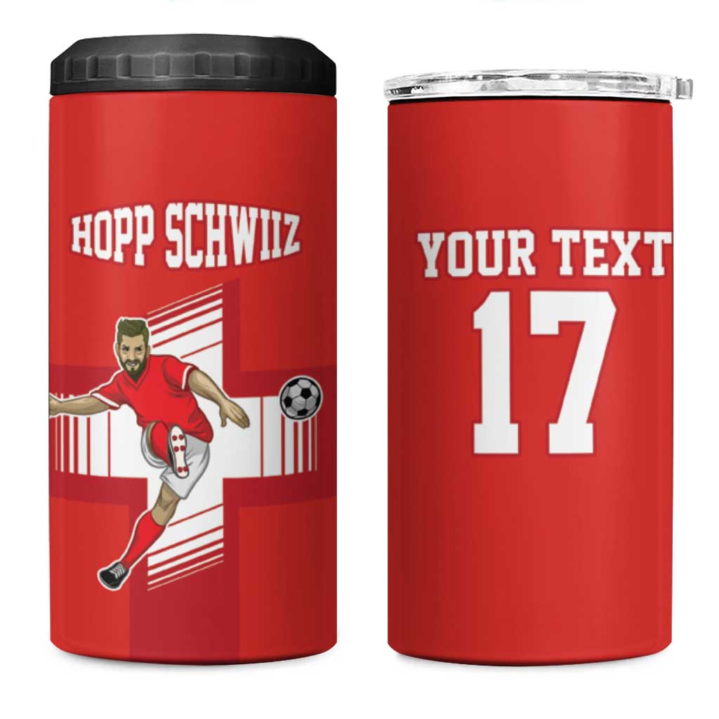 Custom Switzerland Football 4 in 1 Can Cooler Tumbler Hopp Schwiiz!