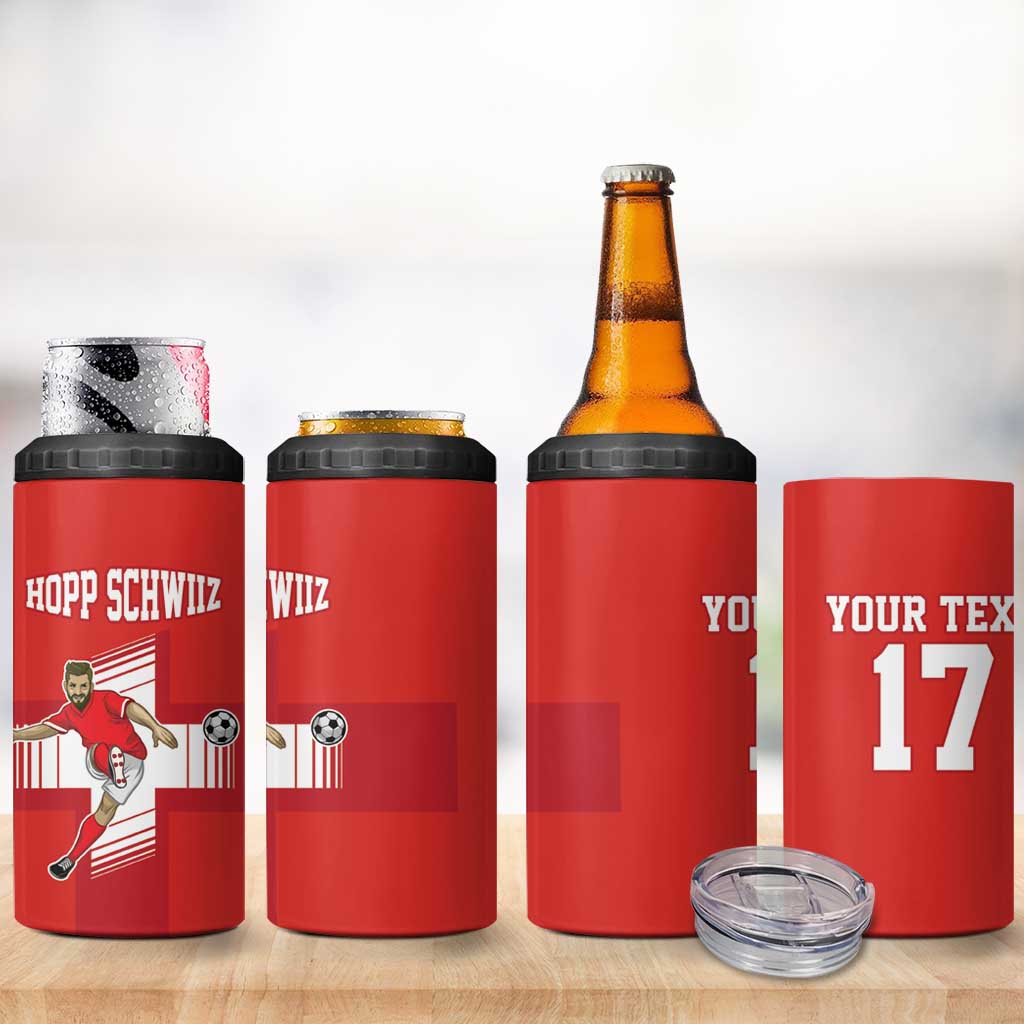 Custom Switzerland Football 4 in 1 Can Cooler Tumbler Hopp Schwiiz!