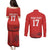 Custom Switzerland Football Couples Matching Puletasi and Long Sleeve Button Shirt Hopp Schwiiz!