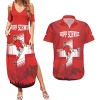 Custom Switzerland Football Couples Matching Summer Maxi Dress and Hawaiian Shirt Hopp Schwiiz!