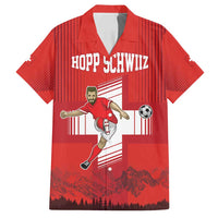 Custom Switzerland Football Family Matching Long Sleeve Bodycon Dress and Hawaiian Shirt Hopp Schwiiz!