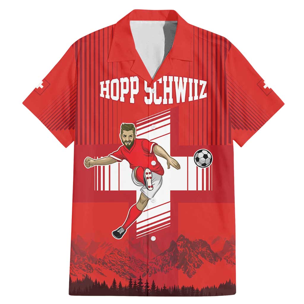 Custom Switzerland Football Family Matching Mermaid Dress and Hawaiian Shirt Hopp Schwiiz!