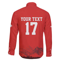 Custom Switzerland Football Family Matching Off The Shoulder Long Sleeve Dress and Hawaiian Shirt Hopp Schwiiz!