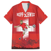 Custom Switzerland Football Family Matching Off Shoulder Maxi Dress and Hawaiian Shirt Hopp Schwiiz!