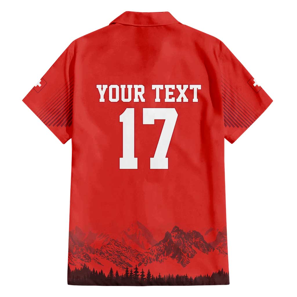 Custom Switzerland Football Family Matching Off Shoulder Maxi Dress and Hawaiian Shirt Hopp Schwiiz!