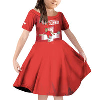 Custom Switzerland Football Family Matching Off Shoulder Short Dress and Hawaiian Shirt Hopp Schwiiz!