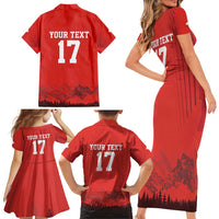 Custom Switzerland Football Family Matching Short Sleeve Bodycon Dress and Hawaiian Shirt Hopp Schwiiz!