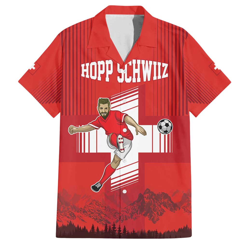 Custom Switzerland Football Family Matching Summer Maxi Dress and Hawaiian Shirt Hopp Schwiiz!