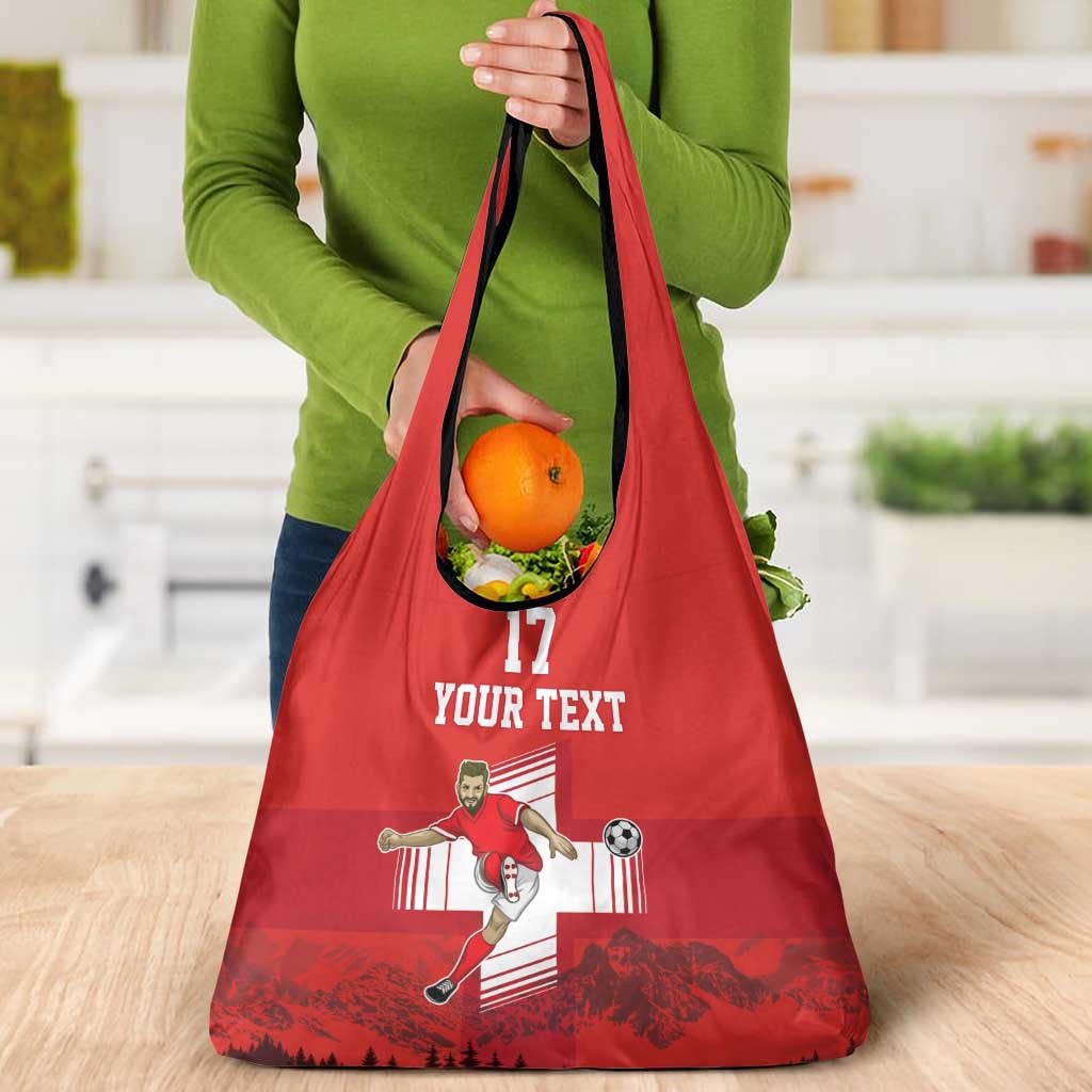Custom Switzerland Football Grocery Bag Hopp Schwiiz!