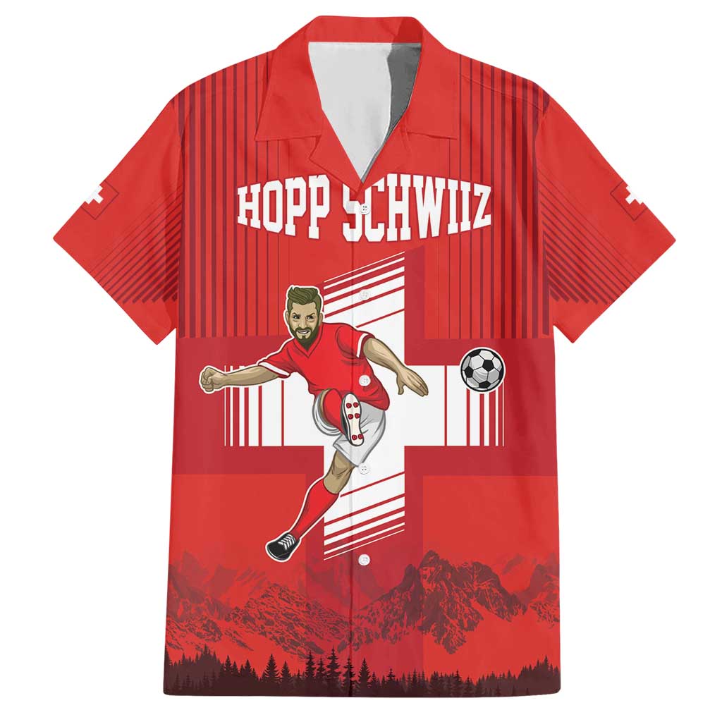 Custom Switzerland Football Hawaiian Shirt Hopp Schwiiz!