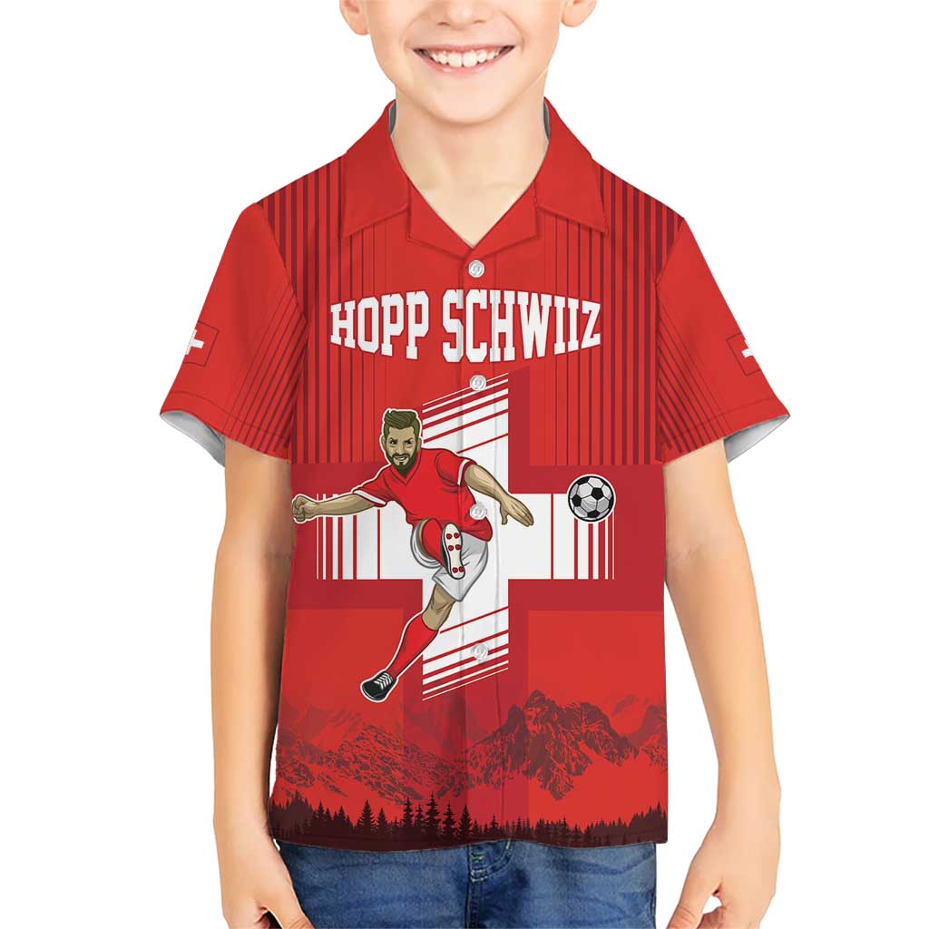 Custom Switzerland Football Kid Hawaiian Shirt Hopp Schwiiz!