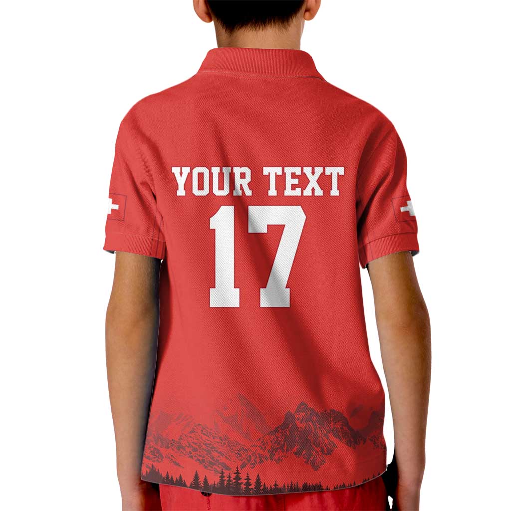 Custom Switzerland Football Kid Polo Shirt Hopp Schwiiz!
