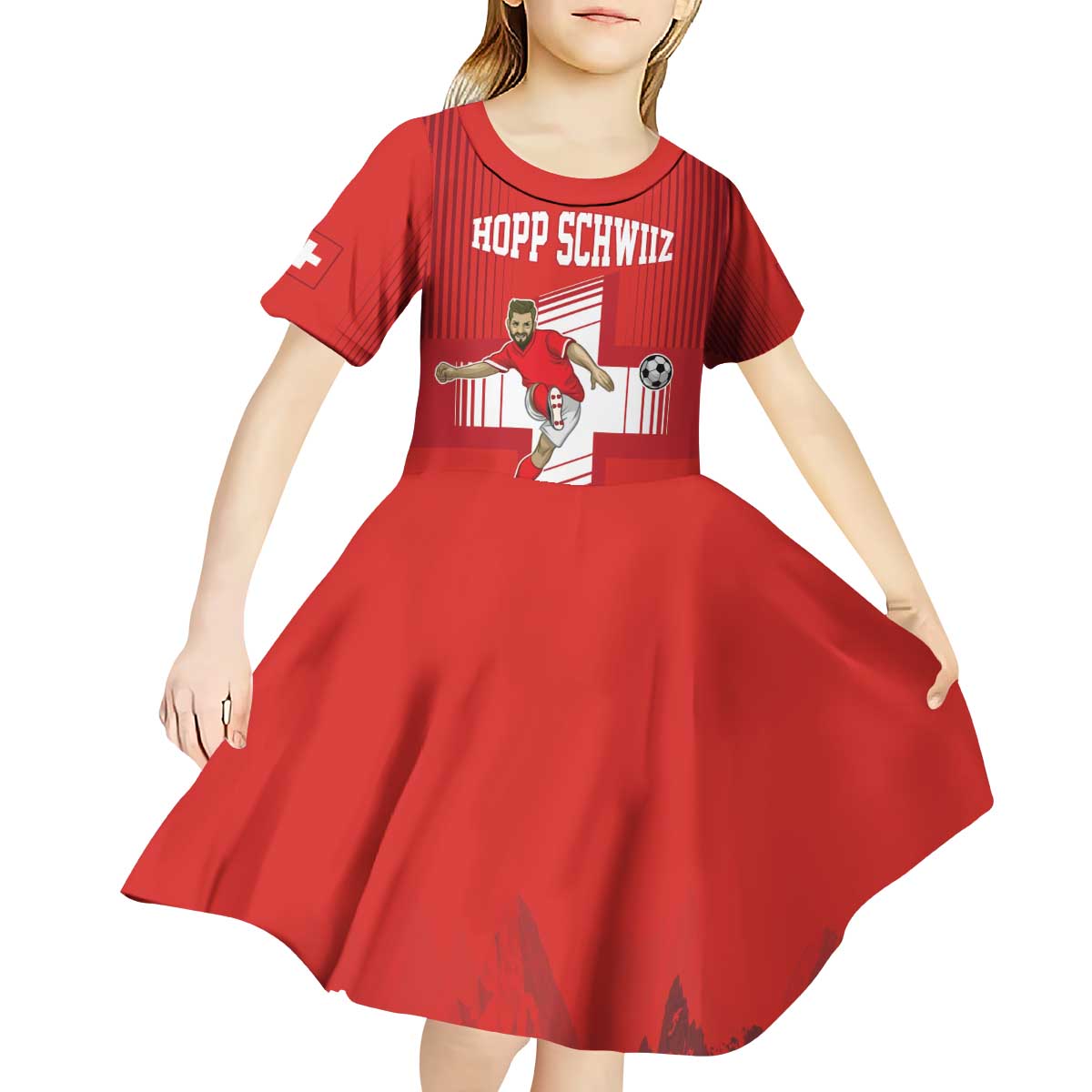 Custom Switzerland Football Kid Short Sleeve Dress Hopp Schwiiz!