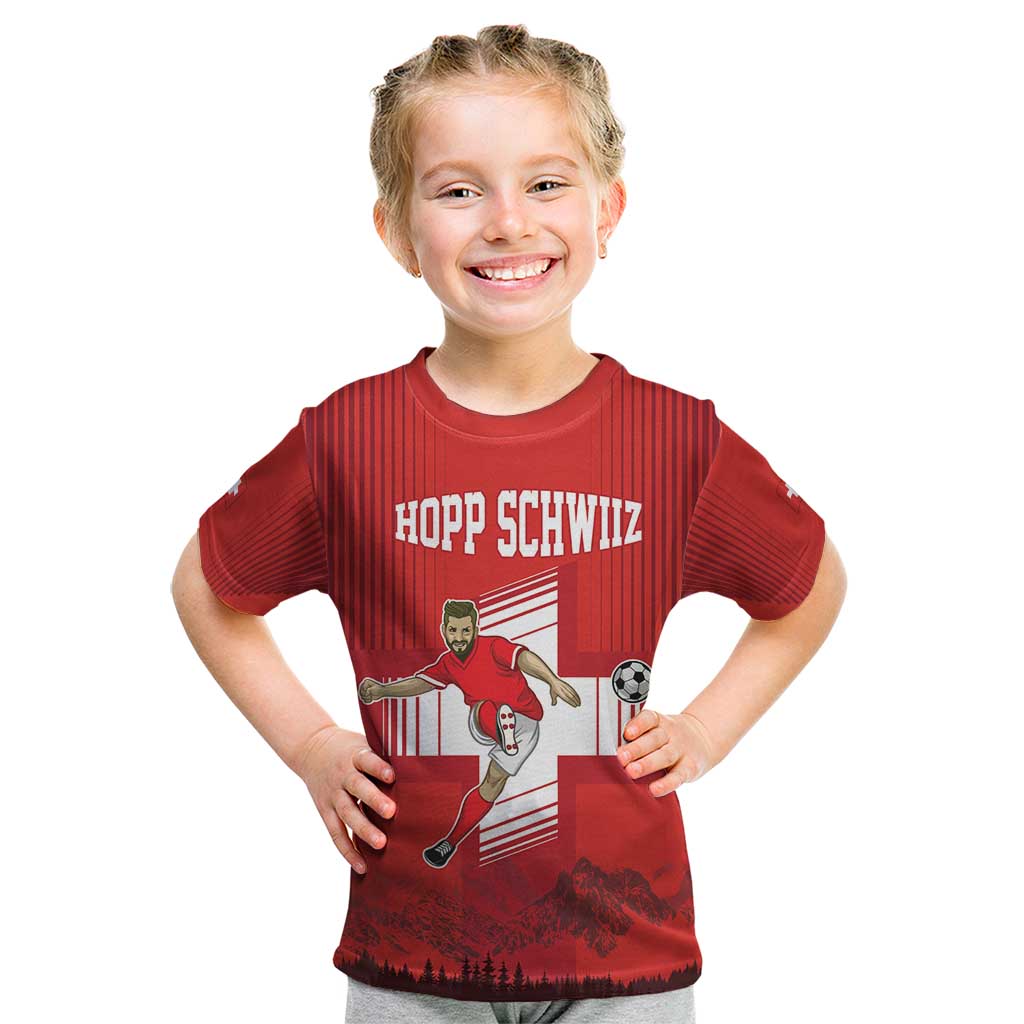 Custom Switzerland Football Kid T Shirt Hopp Schwiiz!