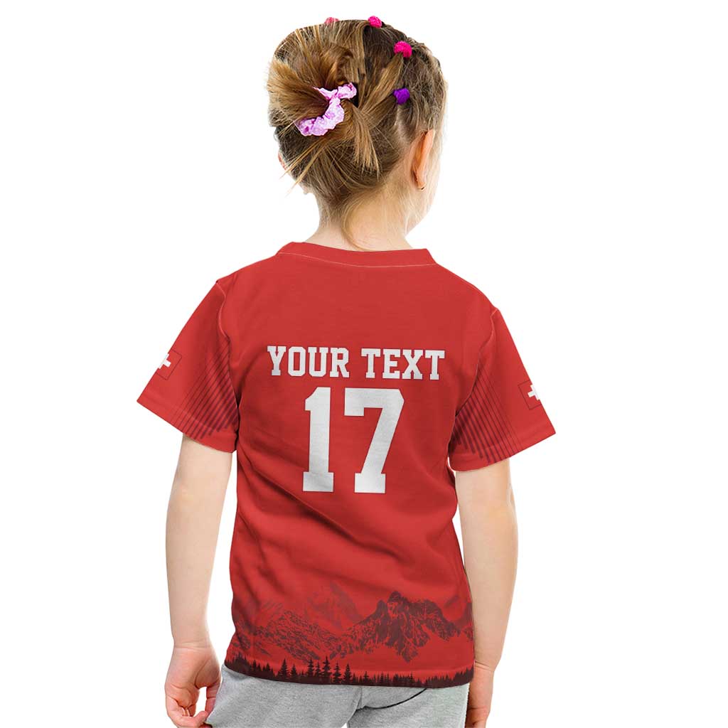 Custom Switzerland Football Kid T Shirt Hopp Schwiiz!
