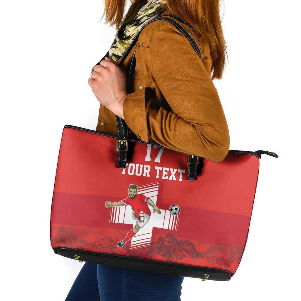 Custom Switzerland Football Leather Tote Bag Hopp Schwiiz!