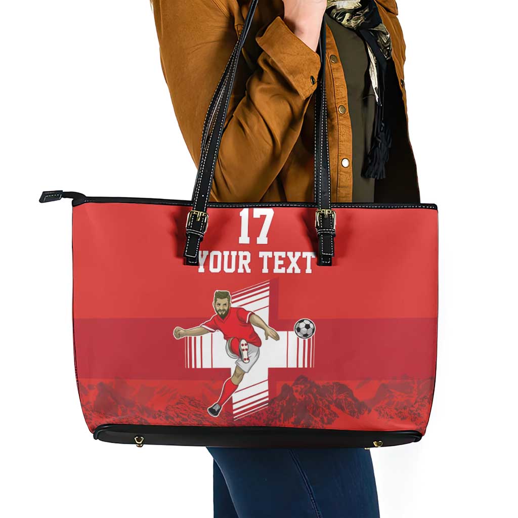 Custom Switzerland Football Leather Tote Bag Hopp Schwiiz!