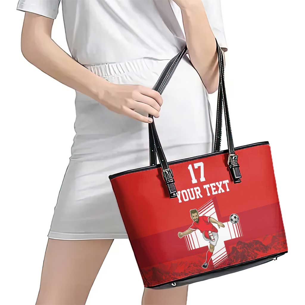 Custom Switzerland Football Leather Tote Bag Hopp Schwiiz!