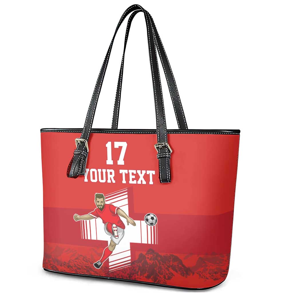 Custom Switzerland Football Leather Tote Bag Hopp Schwiiz!