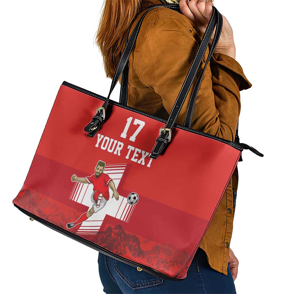 Custom Switzerland Football Leather Tote Bag Hopp Schwiiz!