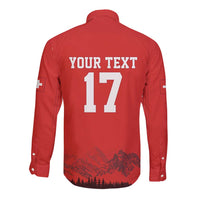 Custom Switzerland Football Long Sleeve Button Shirt Hopp Schwiiz!