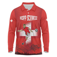 Custom Switzerland Football Long Sleeve Polo Shirt Hopp Schwiiz!