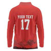 Custom Switzerland Football Long Sleeve Polo Shirt Hopp Schwiiz!