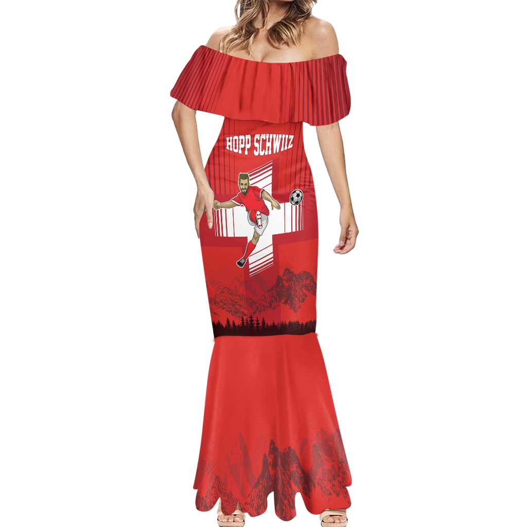 Custom Switzerland Football Mermaid Dress Hopp Schwiiz!