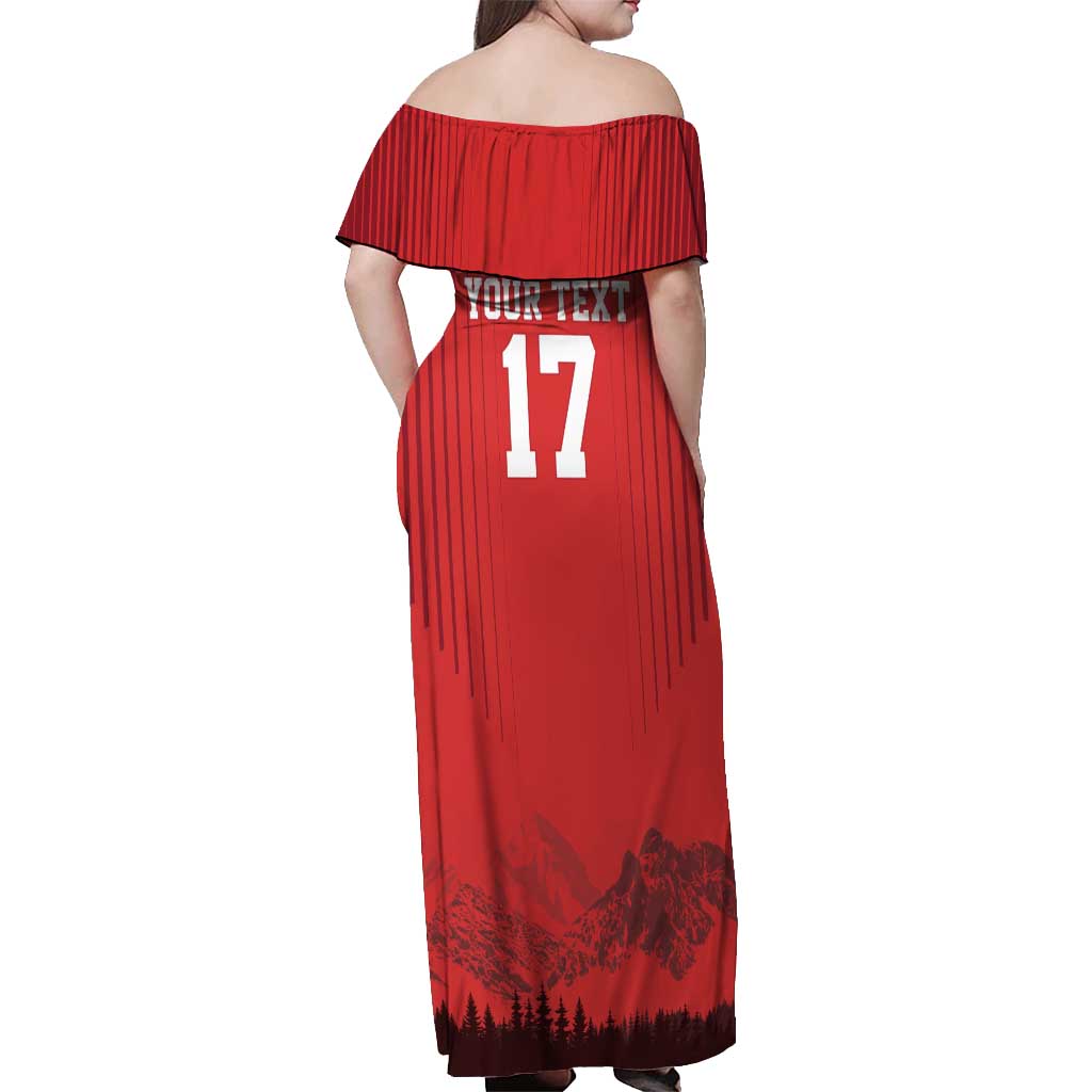 Custom Switzerland Football Off Shoulder Maxi Dress Hopp Schwiiz!