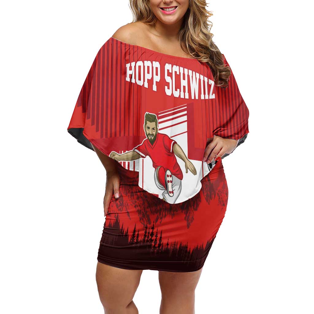 Custom Switzerland Football Off Shoulder Short Dress Hopp Schwiiz!