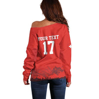 Custom Switzerland Football Off Shoulder Sweater Hopp Schwiiz!