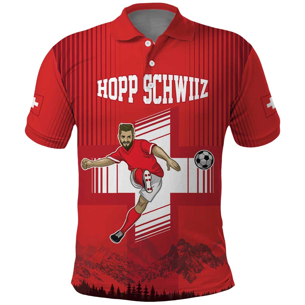 Custom Switzerland Football Polo Shirt Hopp Schwiiz!