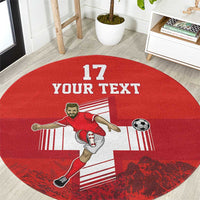 Custom Switzerland Football Round Carpet Hopp Schwiiz!