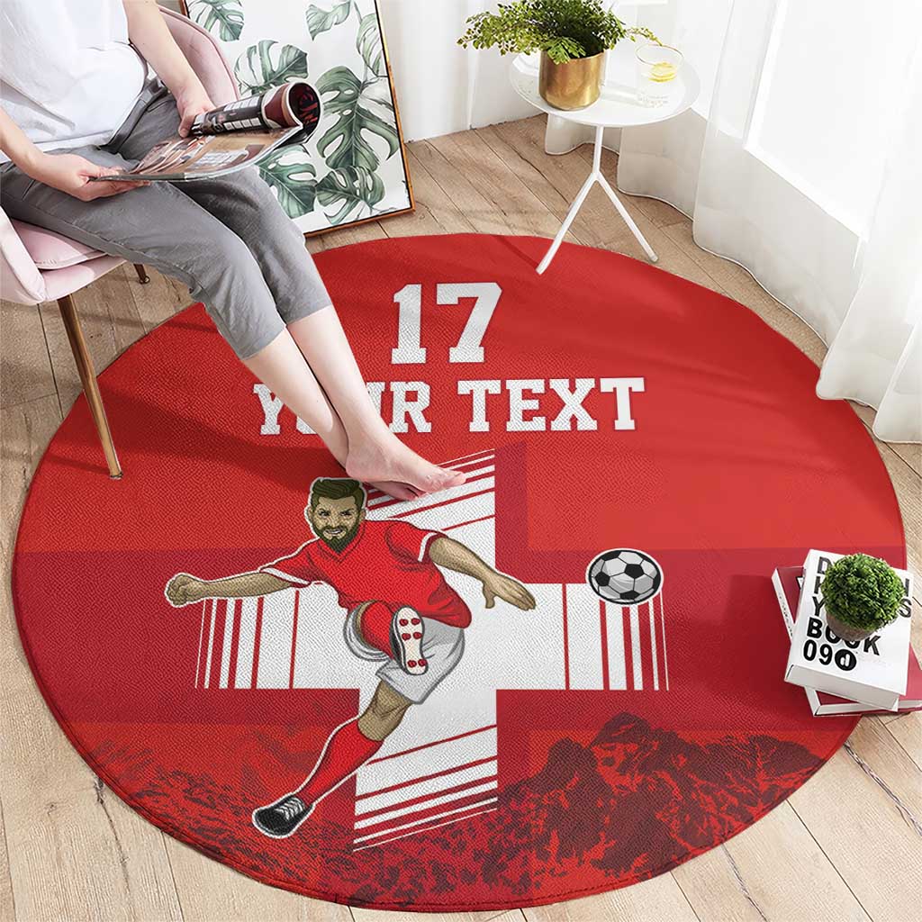 Custom Switzerland Football Round Carpet Hopp Schwiiz!