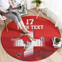 Custom Switzerland Football Round Carpet Hopp Schwiiz!