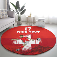 Custom Switzerland Football Round Carpet Hopp Schwiiz!