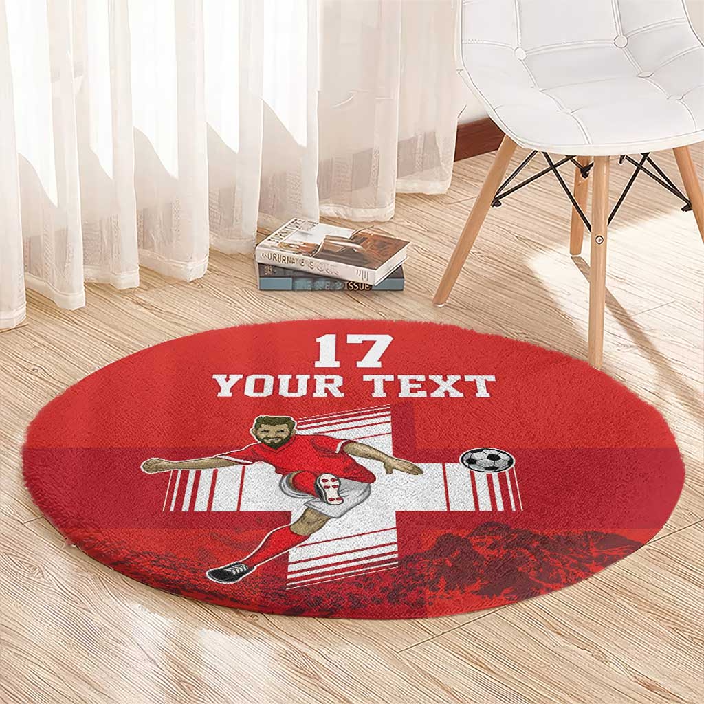 Custom Switzerland Football Round Carpet Hopp Schwiiz!