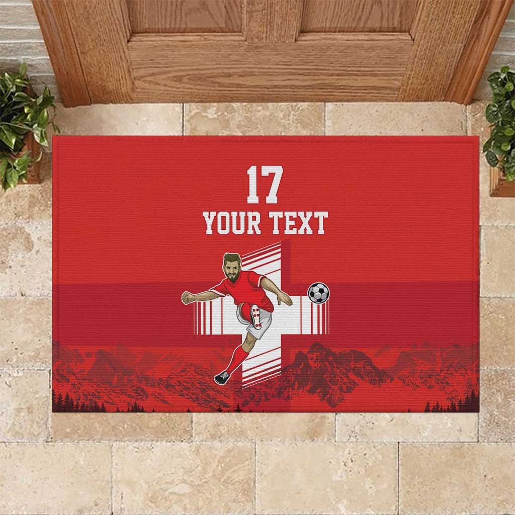 Custom Switzerland Football Rubber Doormat Hopp Schwiiz!